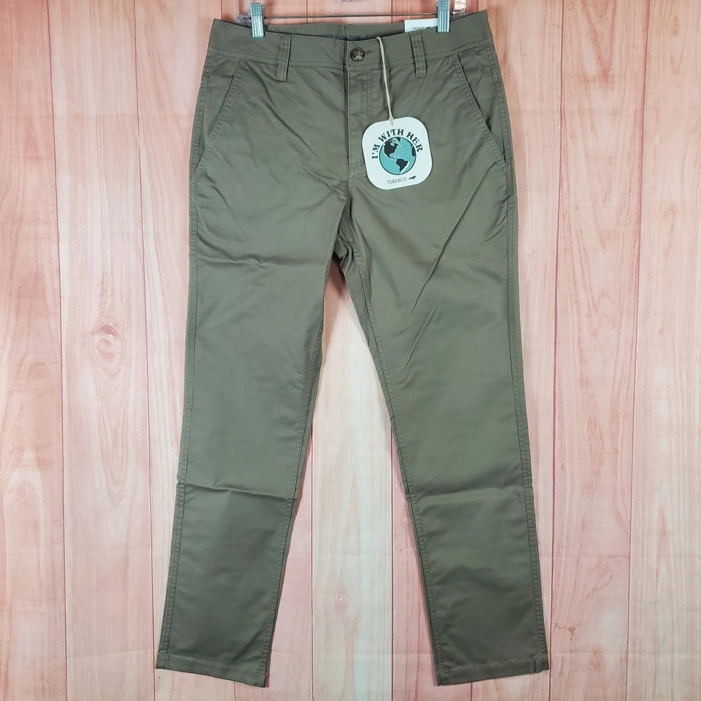 Toad&Co Mission Ridge Pants Mens 32 X 32 Tan Cotton Slash Pocket Pull On Outdoor